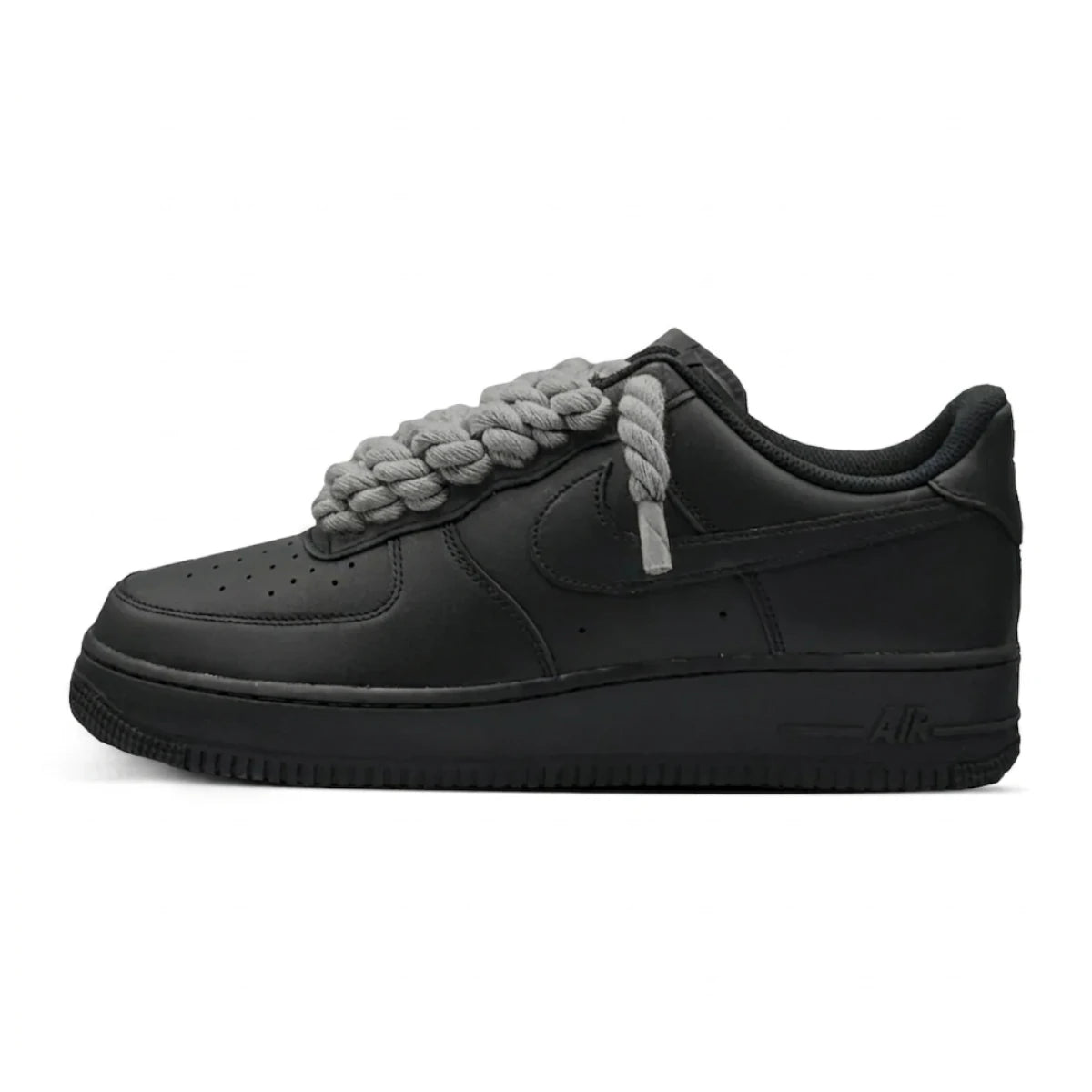 Nike Air Force 1 Black Rope Laces Grey