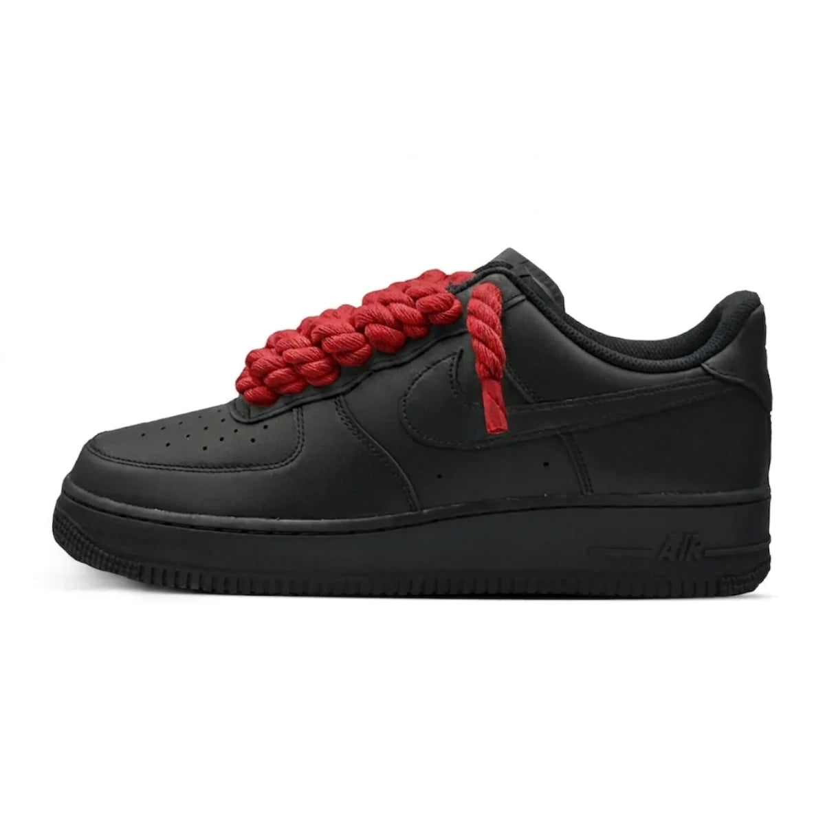 Czarne buty Air Force 1 Rope Laces z czerwonymi sznurówkami