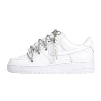 Air Force 1 White Double Rope Laces Silver Chain