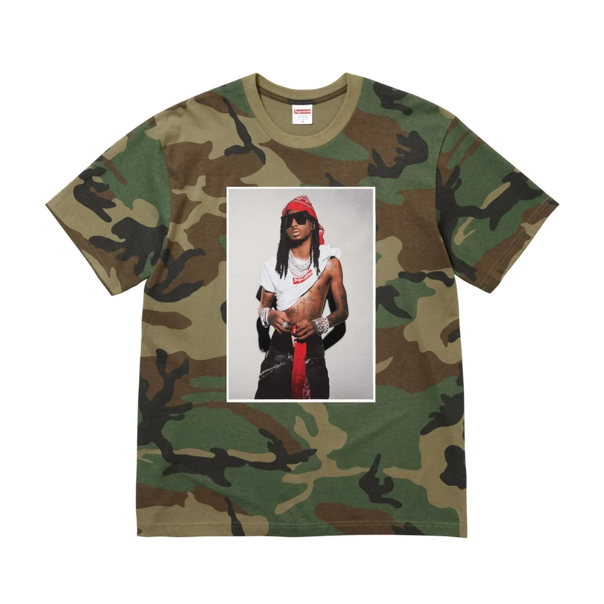 Supreme Playboi Carti Tee Woodland Camo koszulka moro
